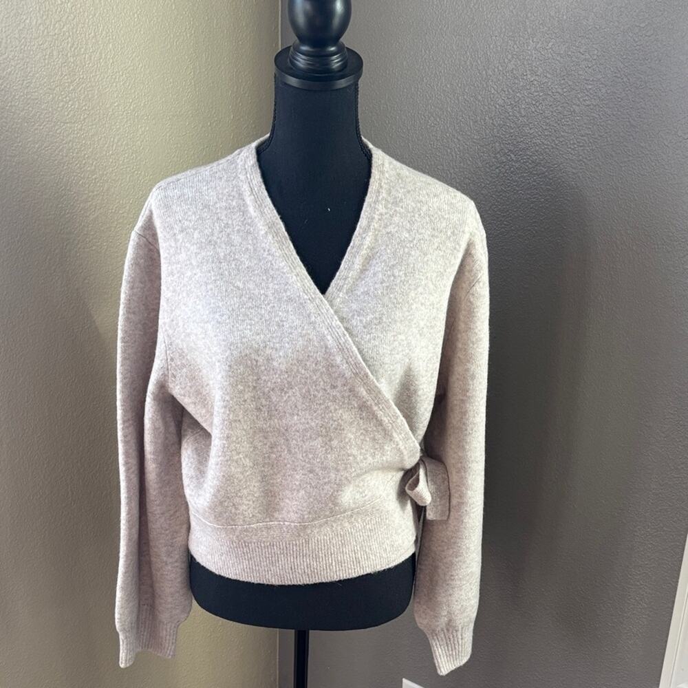 & Other Stories Beige V-Neck Wrap Sweater